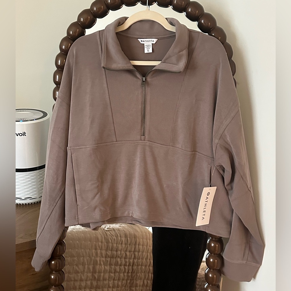 BNWT Athleta Seasoft Rib 1/4 Zip Popover